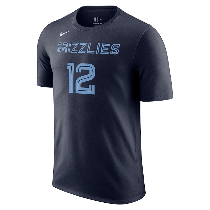 T-shirt Nike Ja Morant bleu marine Memphis Grizzlies Icon 2022/23 pour homme, nom et numéro