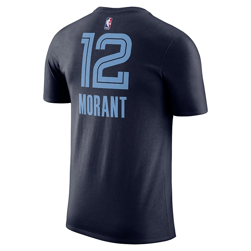 Men's Nike Ja Morant Navy Memphis Grizzlies Icon 2022/23 Name & Number T-Shirt