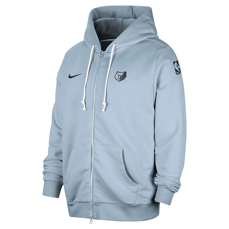 Veste à capuche entièrement zippée Nike bleu clair Memphis Grizzlies Authentic Standard Issue pour homme