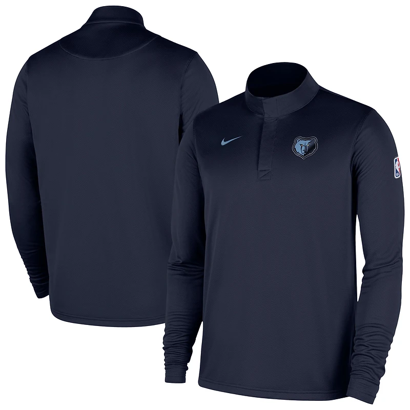 Haut Nike bleu marine Memphis Grizzlies 2025/26 Authentic Coaches Dri-Fit à quart de zip pour homme