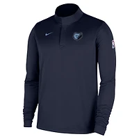 Haut Nike bleu marine Memphis Grizzlies 2025/26 Authentic Coaches Dri-Fit à quart de zip pour homme