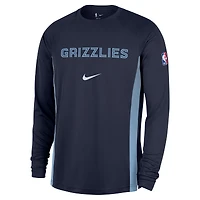 Maillot de tir Nike bleu marine Memphis Grizzlies 2025/26 Authentic Pre-Game Legend Dri-FIT à manches longues pour homme
