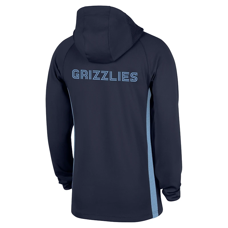 Men's Nike Navy Memphis Grizzlies Authentic On Court Zone Quarter-Zip Dri-FIT Hoodie Jacket