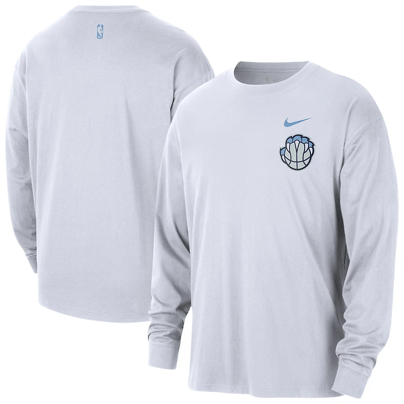 Men's Nike White Memphis Grizzlies 2025/26 City Edition Remix Essential Logo Long Sleeve T-Shirt