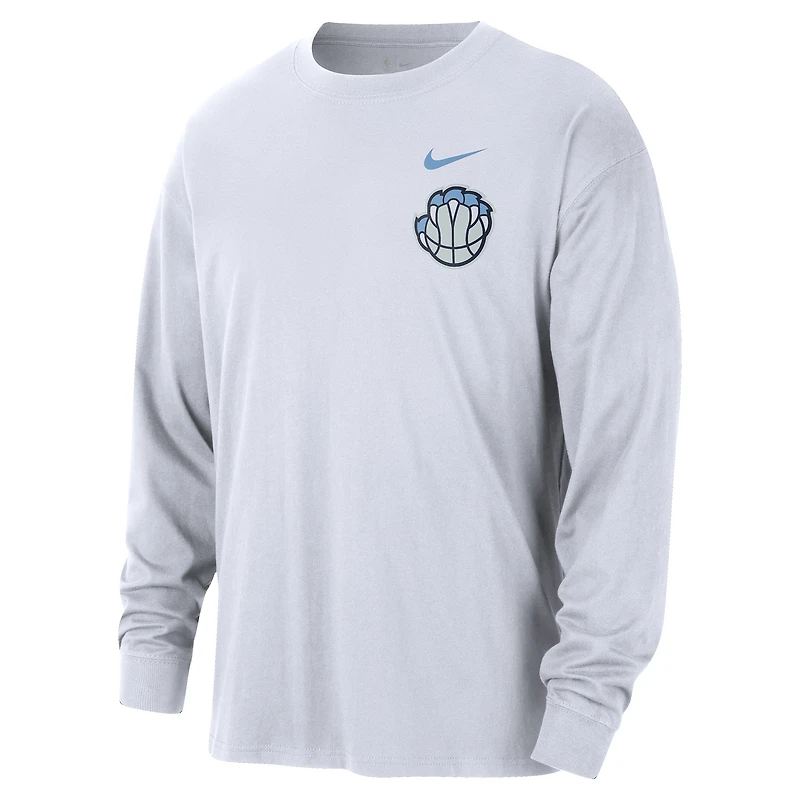Men's Nike White Memphis Grizzlies 2025/26 City Edition Remix Essential Logo Long Sleeve T-Shirt