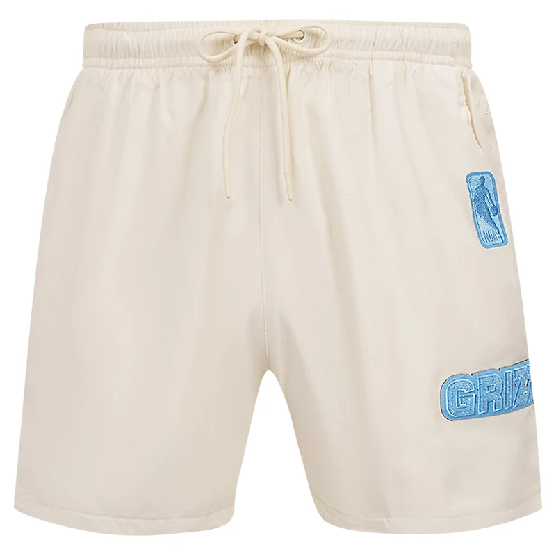 Short tissé triple ton sur Pro Standard pour hommes, crème Memphis Grizzlies