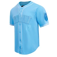 Haut boutonné en maille triple ton sur Pro Standard Ja Morant Memphis Grizzlies bleu clair pour hommes