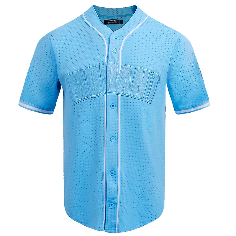 Men's Pro Standard Ja Morant Light Blue Memphis Grizzlies Triple Tonal Mesh Button-Up Top