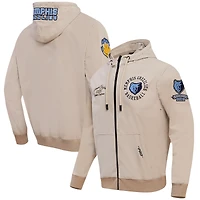 Sweat à capuche hybride entièrement zippé Pro Standard kaki Memphis Grizzlies pour hommes
