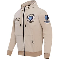 Sweat à capuche hybride entièrement zippé Pro Standard kaki Memphis Grizzlies pour hommes