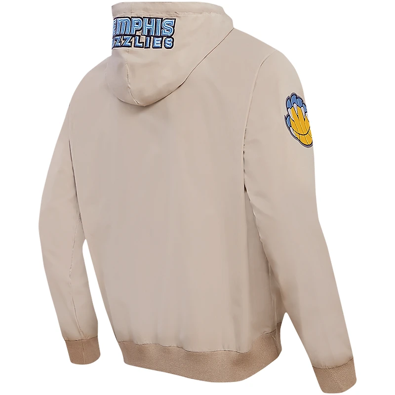 Sweat à capuche hybride entièrement zippé Pro Standard kaki Memphis Grizzlies pour hommes
