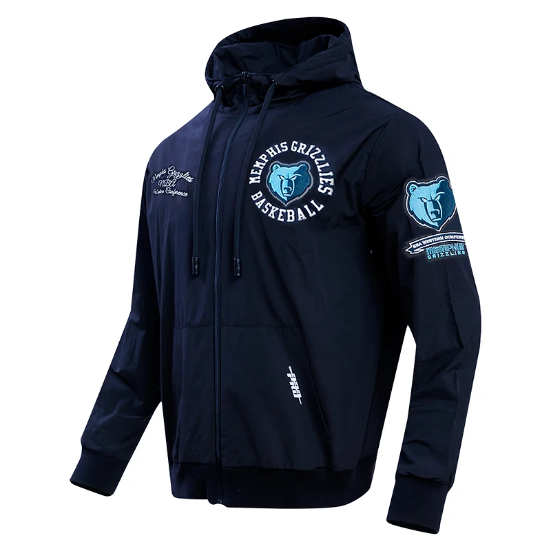 Sweat à capuche hybride entièrement zippé Pro Standard pour hommes, bleu marine, Memphis Grizzlies