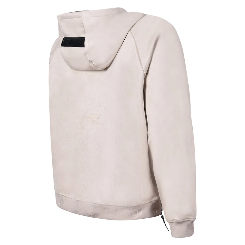 Men's Protege Cream Memphis Grizzlies Eco-Friendly Functional Suede Fashion Tonal Hoodie