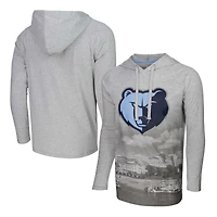 T-shirt à capuche manches longues Stadium Essentials gris chiné Memphis Grizzlies Atrium Raglan pour hommes