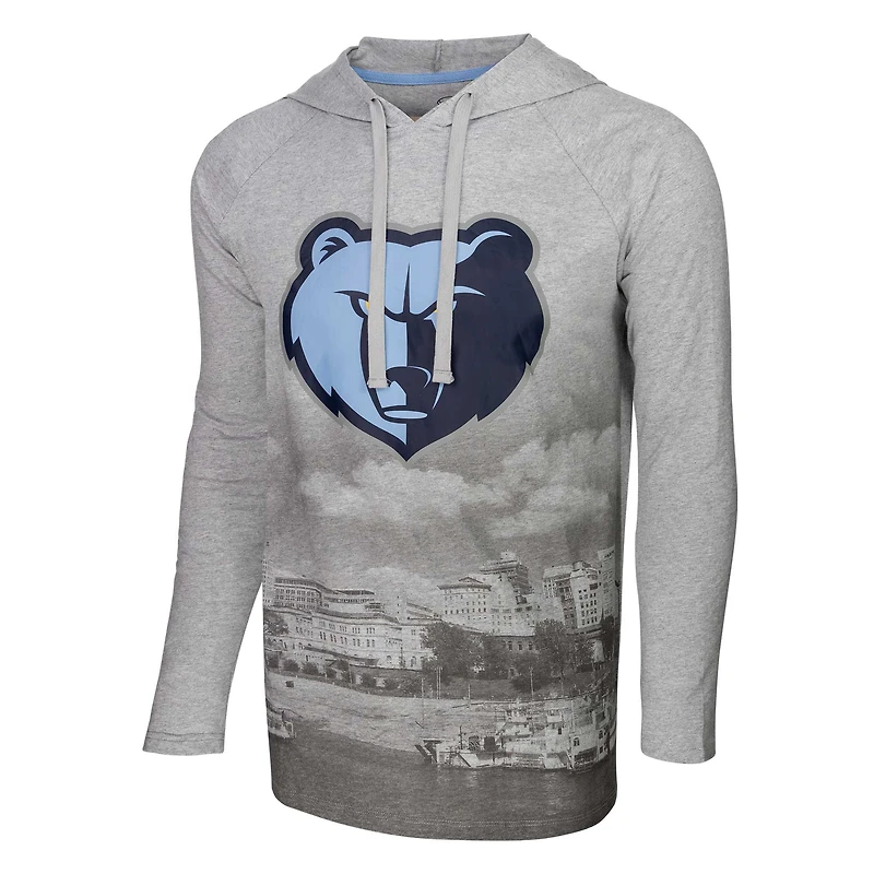 T-shirt à capuche manches longues Stadium Essentials gris chiné Memphis Grizzlies Atrium Raglan pour hommes
