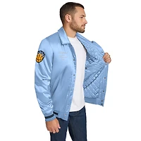 Men's Tommy Jeans Light Blue Memphis Grizzlies Jacob Chain Stitch Applique Full-Snap Varsity Jacket
