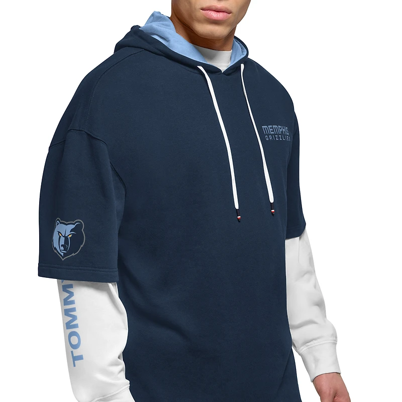 Tommy Jeans pour homme - Ensemble 2 en 1 t-shirt et sweat à capuche Memphis Grizzlies Matthew bleu marine/blanc