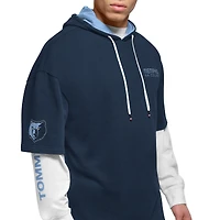 Tommy Jeans pour homme - Ensemble 2 en 1 t-shirt et sweat à capuche Memphis Grizzlies Matthew bleu marine/blanc