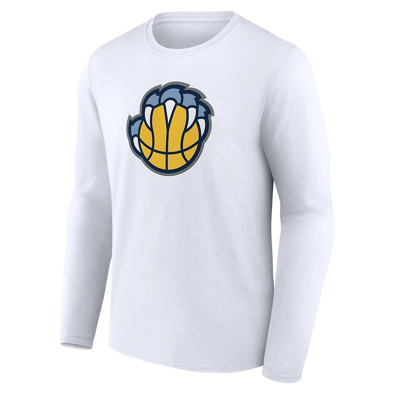 Men's White Memphis Grizzlies Alternate Logo Long Sleeve T-Shirt