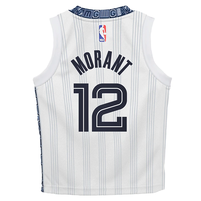 Maillot Swingman Nike Ja Morant blanc Memphis Grizzlies City Edition 2025/26 pour enfants d'âge préscolaire