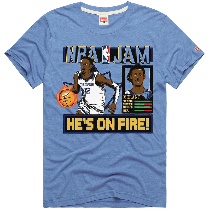 T-shirt unisexe Hommage Ja Morant bleu clair Memphis Grizzlies NBA Jam Tri-Blend