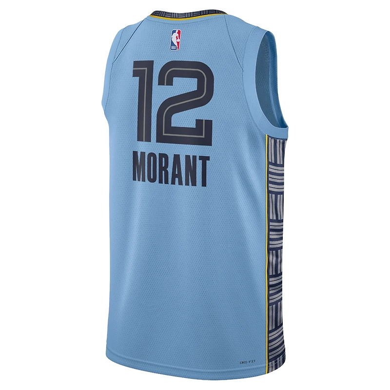 Maillot Swingman Jordan Brand Ja Morant bleu clair Memphis Grizzlies, édition Statement, unisexe