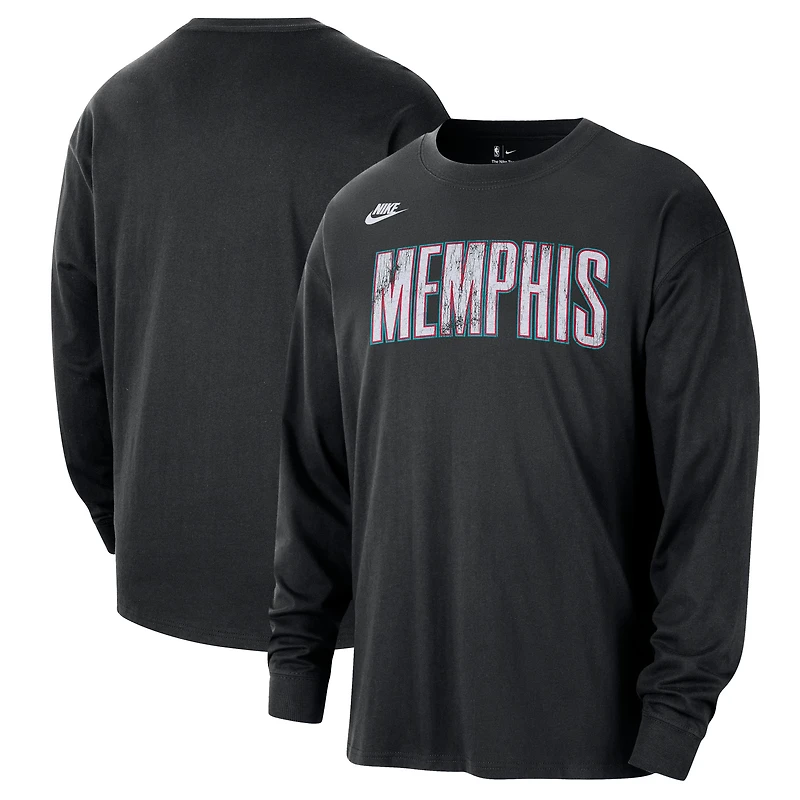 T-shirt à manches longues unisexe Nike noir Memphis Grizzlies Classic Edition Hardwood Classics Essential Logo
