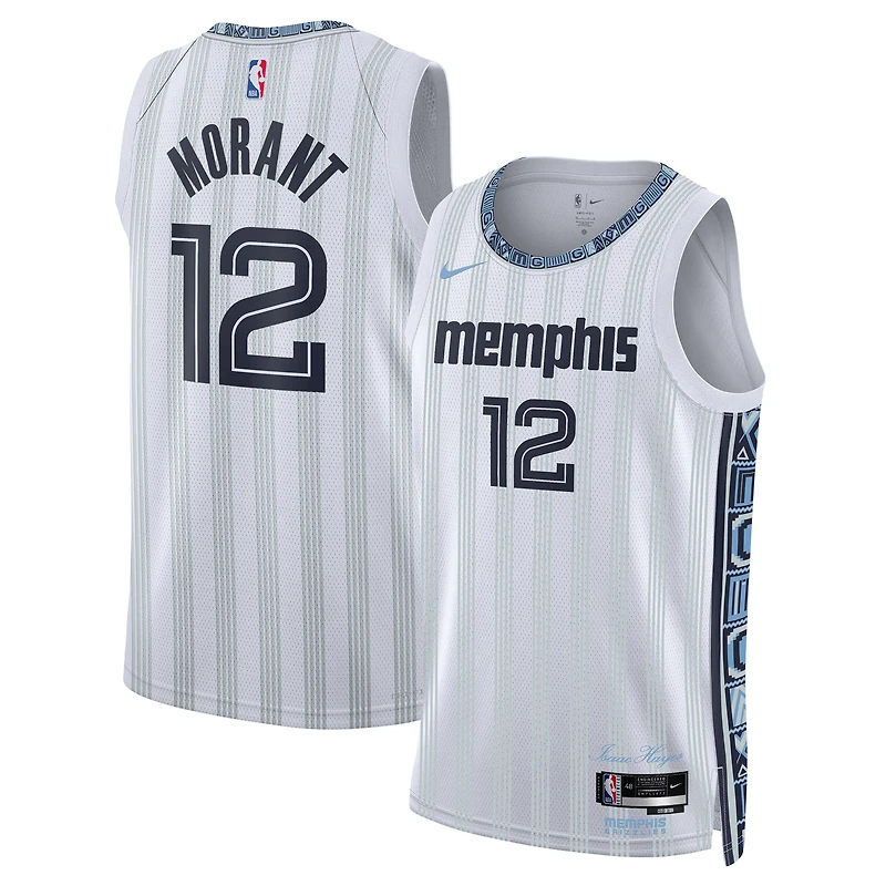 Maillot Swingman Nike Ja Morant blanc Memphis Grizzlies 2025/26 - Édition City (unisexe)