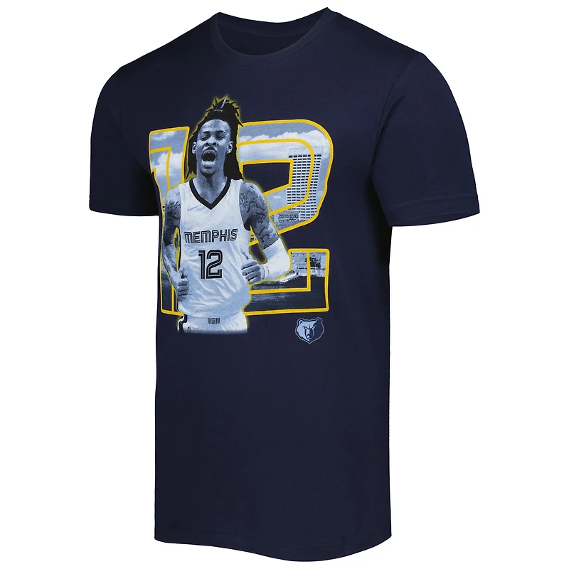 T-shirt unisexe Stadium Essentials Ja Morant Navy Memphis Grizzlies Player Skyline