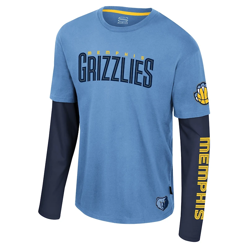 T-shirt unisexe Stadium Essentials bleu clair Memphis Grizzlies Spectator 2fer à manches longues