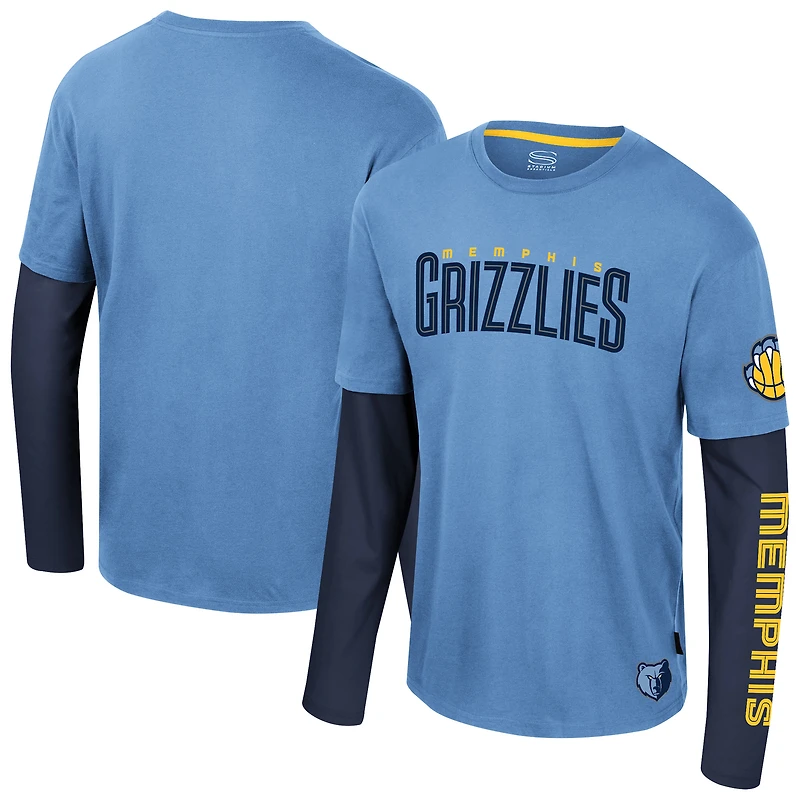 Unisex Stadium Essentials Light Blue Memphis Grizzlies Spectator 2fer Long Sleeve T-Shirt