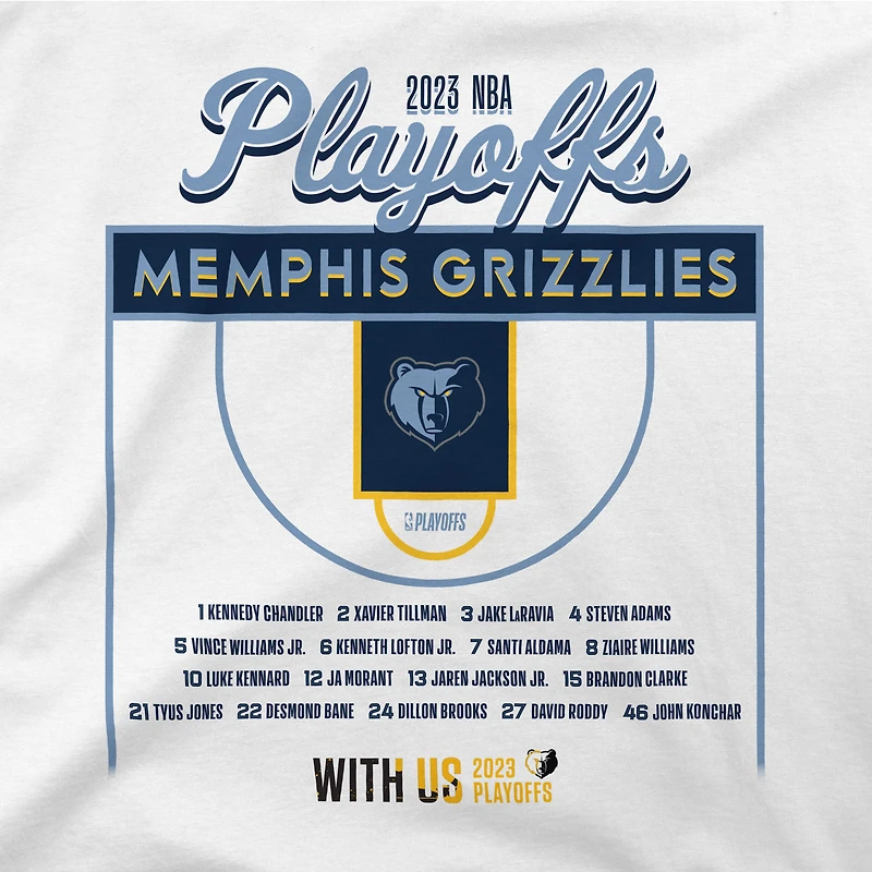 Unisex Stadium Essentials White Memphis Grizzlies 2023 NBA Playoffs Roster T-Shirt