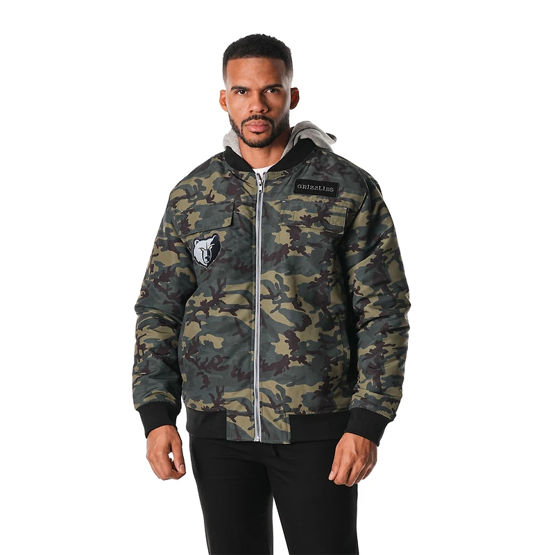 Veste bomber à capuche zippée unisexe camouflage Memphis Grizzlies de The Wild Collective