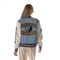 Unisex The Wild Collective  Denim Memphis Grizzlies Full-Snap Varsity Jacket