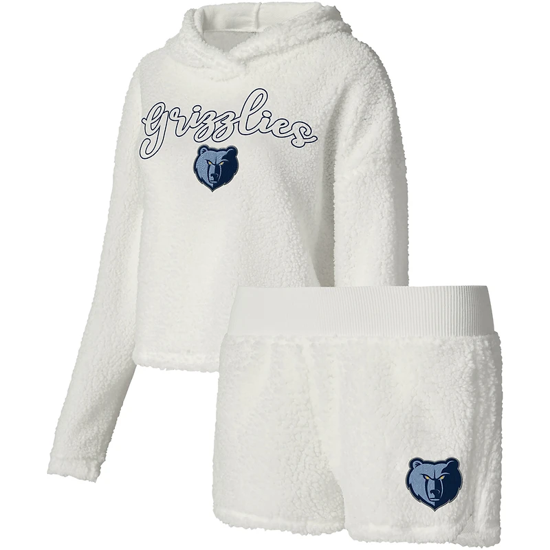 College Concepts pour femme Crème Memphis Grizzlies Fluffy Sweat à capuche manches longues T-shirt et short Ensemble de nuit