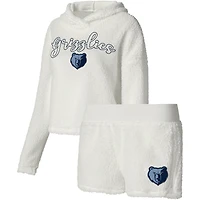 College Concepts pour femme Crème Memphis Grizzlies Fluffy Sweat à capuche manches longues T-shirt et short Ensemble de nuit