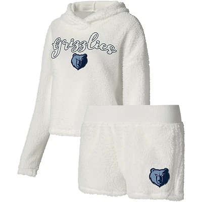 College Concepts pour femme Crème Memphis Grizzlies Fluffy Sweat à capuche manches longues T-shirt et short Ensemble de nuit