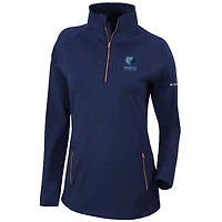 Women's Columbia  Navy Memphis Grizzlies Omni-Wick Outward Nine Quarter-Zip Pullover Top