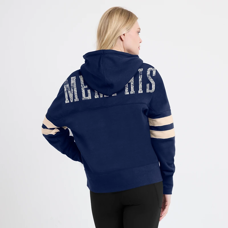 Sweat à capuche col en V Fanatics pour femmes, bleu marine, Memphis Grizzlies Bold Move Dolman