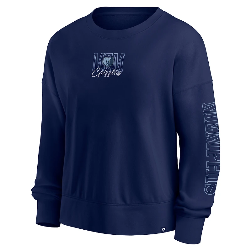 Women's Fanatics Navy Memphis Grizzlies Oversized Game Day Pullover Sweatshirt