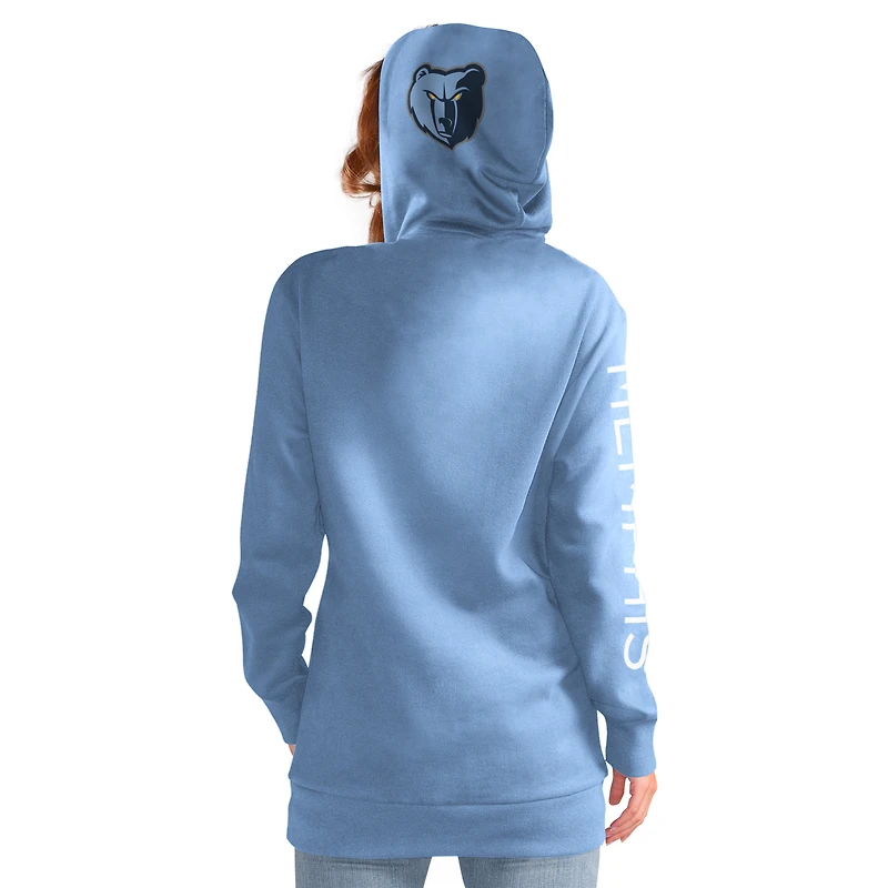 Sweat à capuche bleu clair G-III 4Her by Carl Banks pour femme, motif Memphis Grizzlies Base Coach