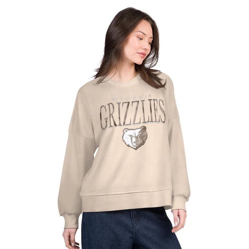 Women's G-III 4Her by Carl Banks Natural Memphis Grizzlies Oversized Vet II Sweatshirt