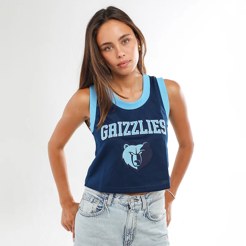 Débardeur court de basketball à col rond Hype and Vice pour femmes, bleu marine, Memphis Grizzlies