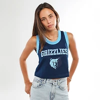 Débardeur court de basketball à col rond Hype and Vice pour femmes, bleu marine, Memphis Grizzlies