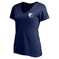 T-shirt à col en V pour femme, logo Memphis Grizzlies, marine, spécial fête des mères