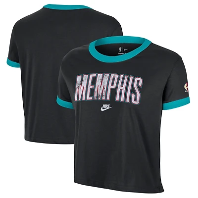 Women's Nike Black Memphis Grizzlies Classic Edition Hardwood Classics Essential Vintage Ringer T-Shirt