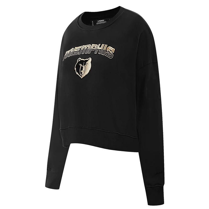Sweat-shirt court Pro Standard noir Memphis Grizzlies Glam pour femmes