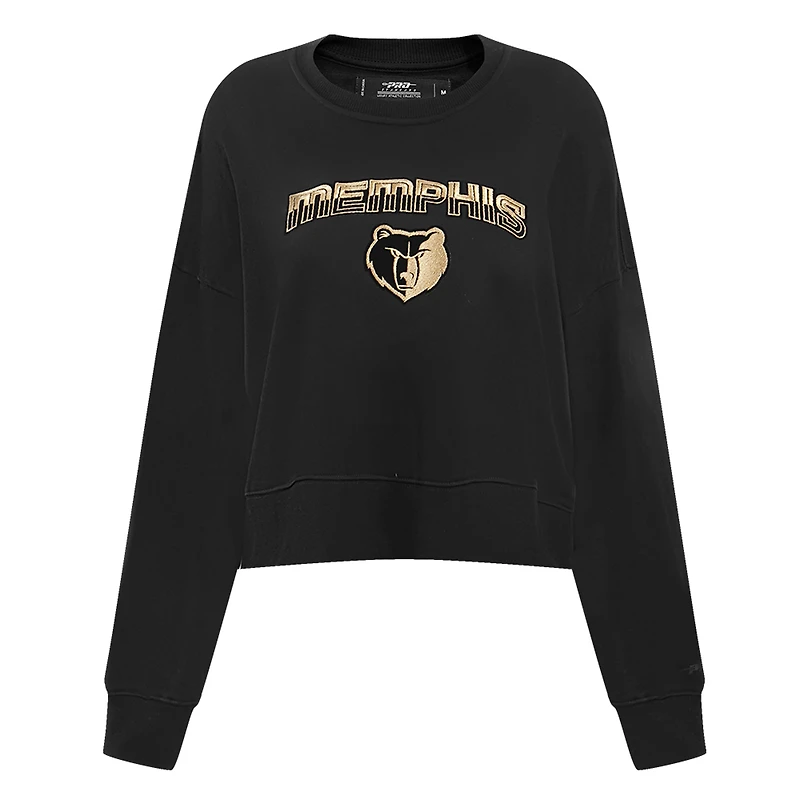 Sweat-shirt court Pro Standard noir Memphis Grizzlies Glam pour femmes