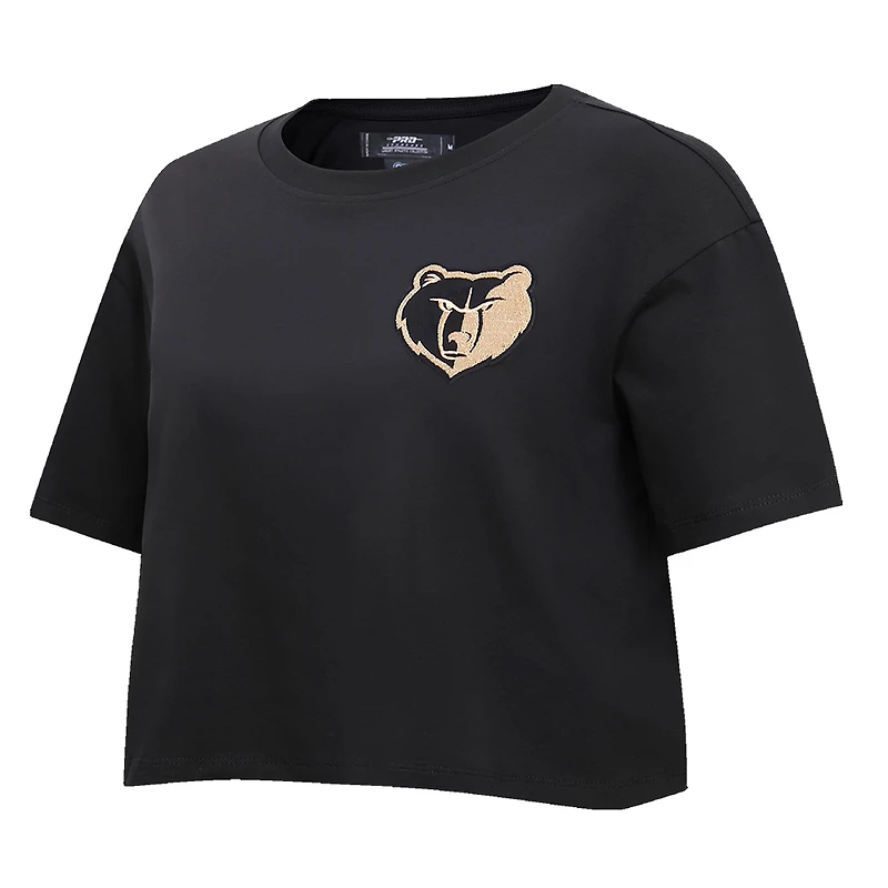 T-shirt noir Pro Standard pour femmes des Memphis Grizzlies Holiday Glam Boxy