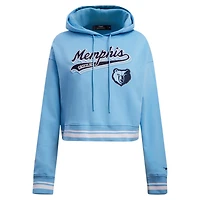 Women's Pro Standard Light Blue Memphis Grizzlies Script Tail Cropped Pullover Hoodie